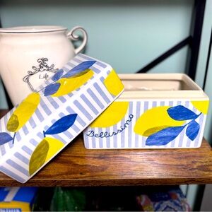Ceramic Recipe Box with Lid & Recipe Cards 🍋 “Bellissimo“ Lemon Design *BNWT*